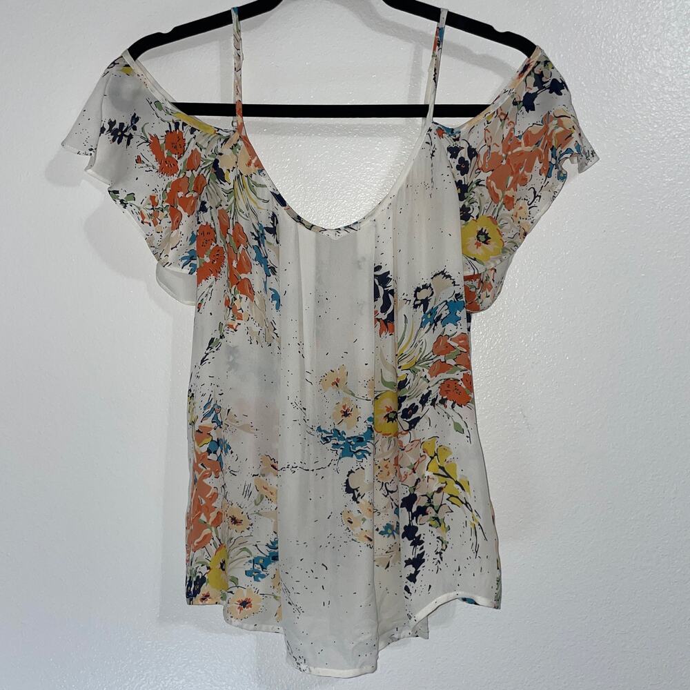 JOIE Sheer Floral Off The Shoulder Top Size S
